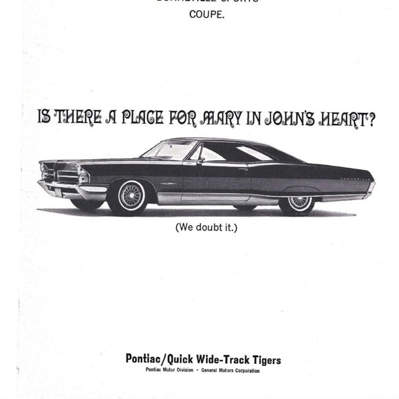 Pontiac Bonneville Sports Coupe Car Auto 1960s Vintage Print Ad 9 inch Tall - Picture 3 of 4